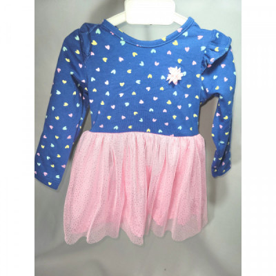 Navy Blue Pink Hearts Frock