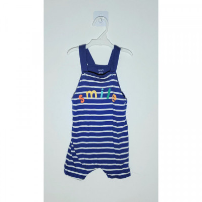Smile Navy Blue And White Stripe Dungree